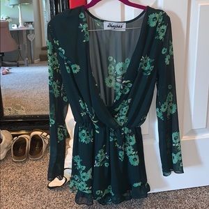 Green floral romper